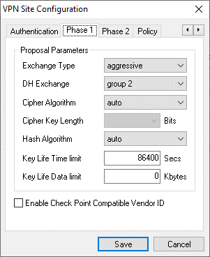 Phase1 Konfiguration des Shrew VPN Client