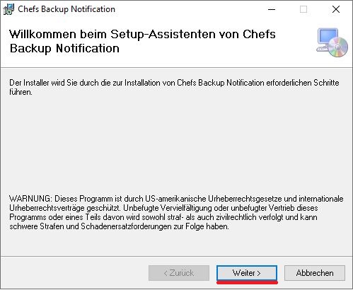 Chefs Backup Notification
Setup - Wilkommensseite