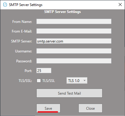 Chefs Backup Notification SMTP Server Einstellungen